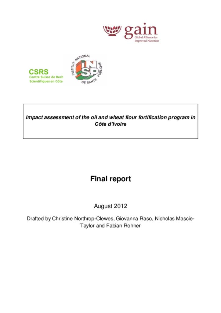Impact assessment of the oil and wheat flour fortification program in Côte d’Ivoire