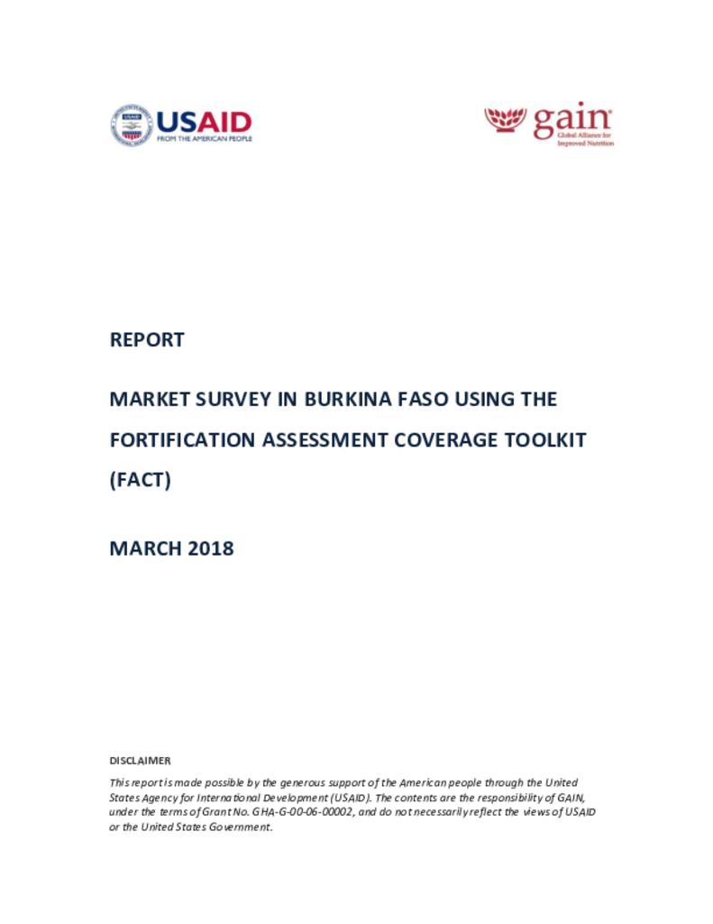 Market survey in Burkina Faso using the Fortification Assessment Coverage Toolkit (FACT) 