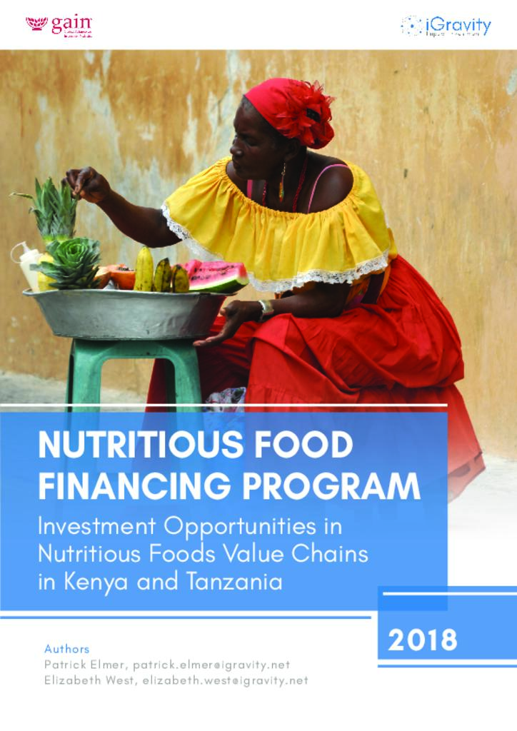 Nutritious Foods Financing programme: investment opportunities in nutrition foods values…