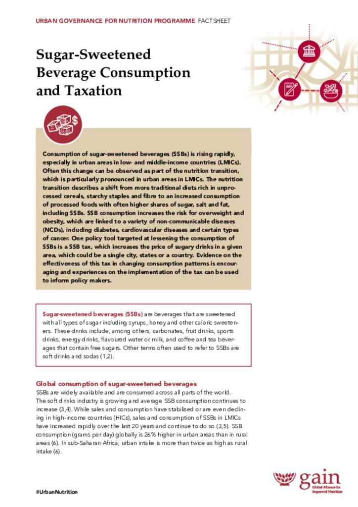 Sugar-sweetened beverage consumption and taxation