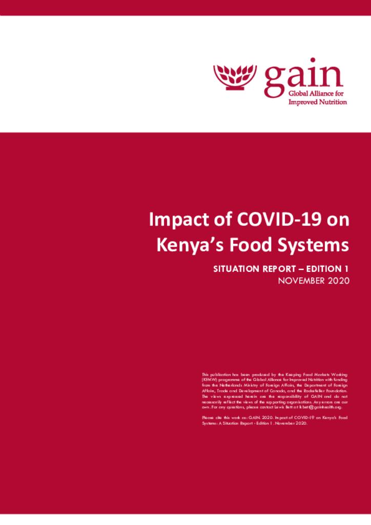 Impact of COVID-19 on Kenya’s Food Systems - Situation Report I