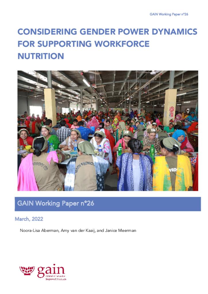 GAIN Working Paper Series 26 - Considering gender power dynamics for supporting workforce…