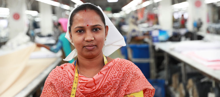Mala a quality controller in a garment factory in Bangladesh