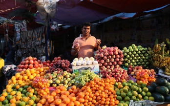 Fruits and vegetables vendor in Bangladesh