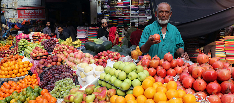 A fruit seller in the street