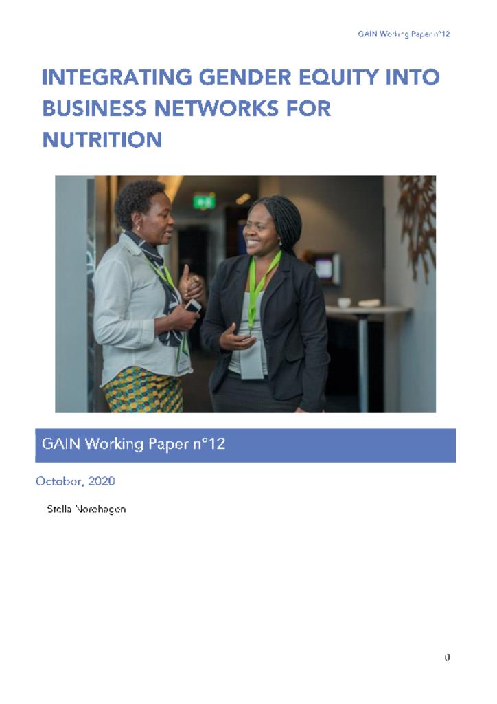 GAIN Working Paper Series 12 - Integrating gender equity into business networks for…