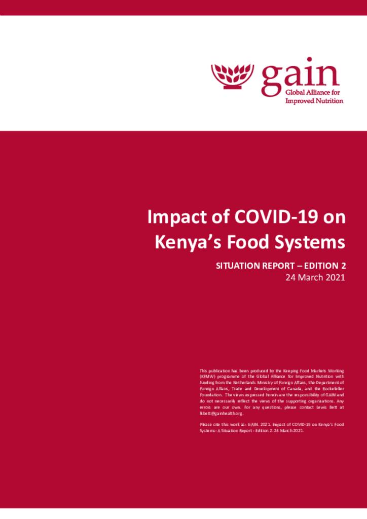 Impact of COVID-19 on Kenya food systems - Situation report Edition II