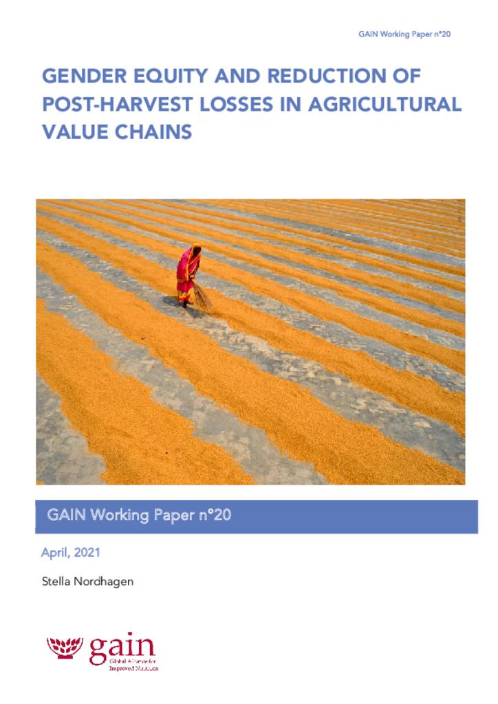 GAIN Working Paper Series 20 - Gender equity and reduction of post-harvest losses in…