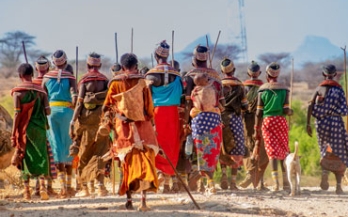 Traditional Tribe in Kenya wearing typical costumes